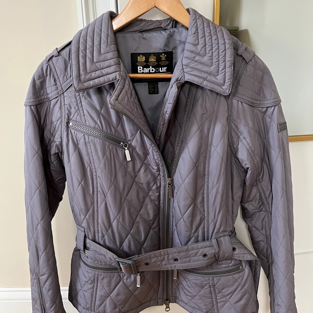 Barbour Womens Quilt Venture Patrol Jacket Sz 8. Gray Lilac Pewter color. NWOT.